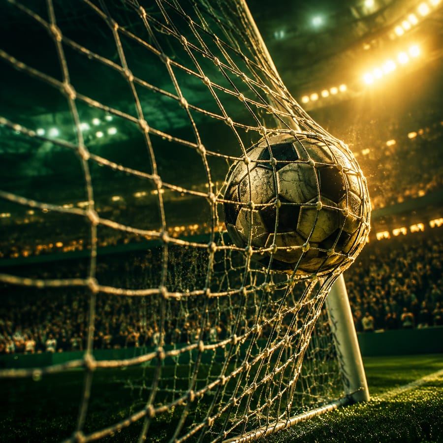 Baliza com bola prestes a entrar